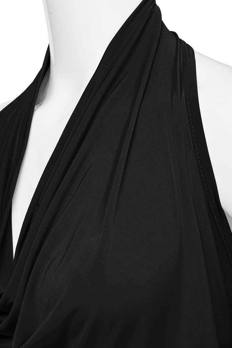 AWTHT028_Halter Neck Draped Front Open Back Top