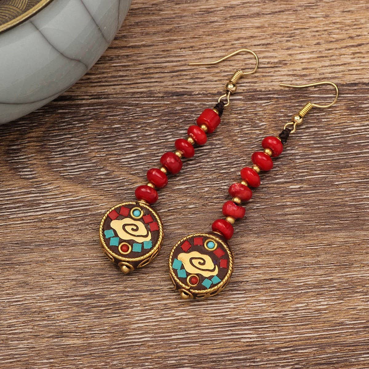 HIGH-GRADE NATURAL STONE WOVEN COLORFUL EARRINGS
