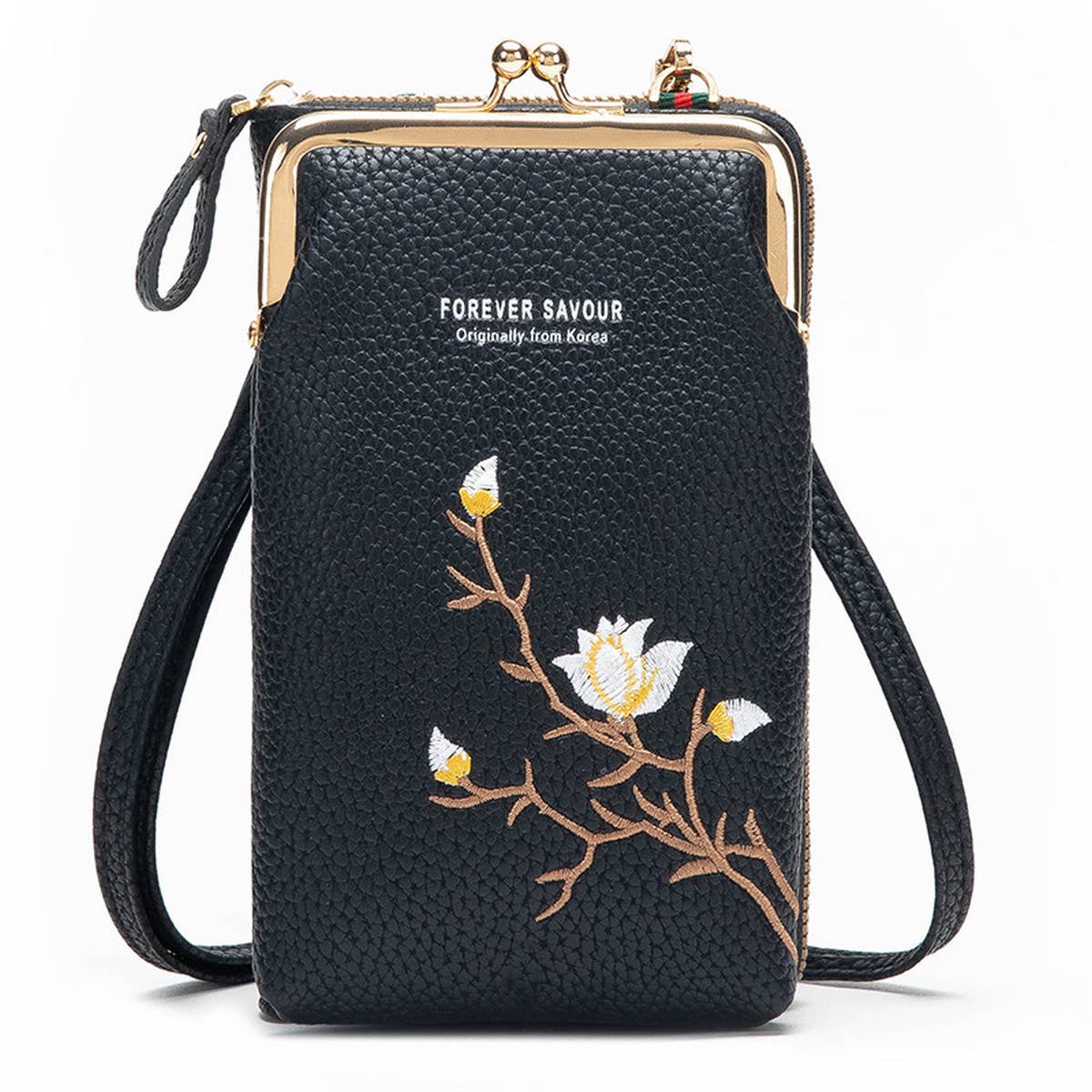 EMBROIDERED MINI CELL PHONE CROSSBODY BAG WALLET_CWAB1634