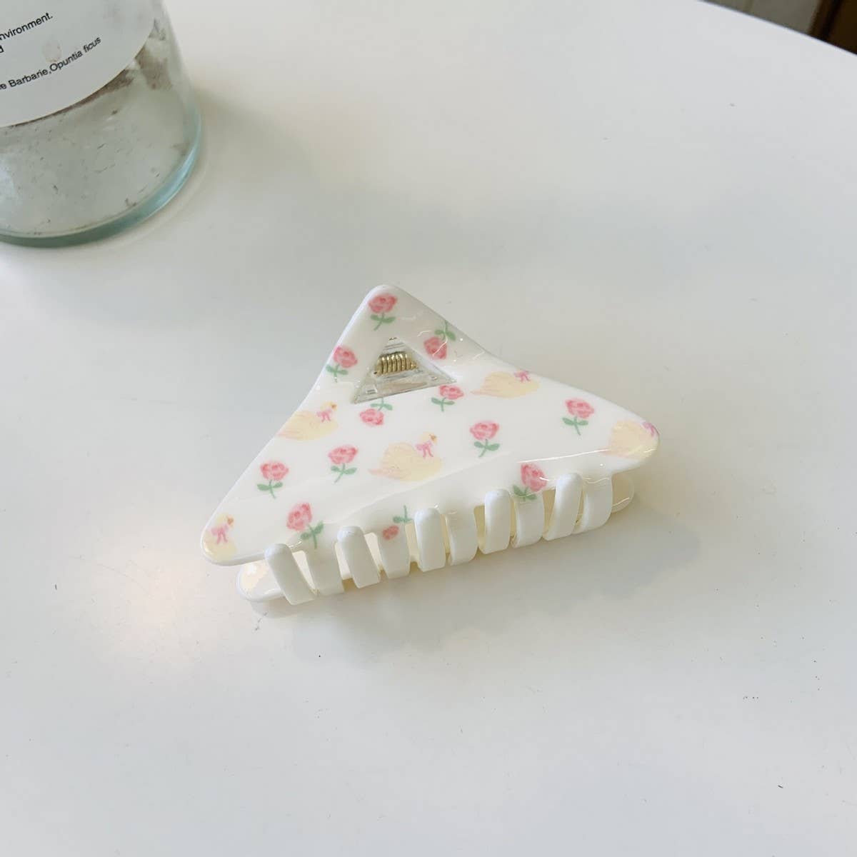 CWAHA1536_FLORAL BOW FLOWER TRIANGLE HAIR CLAW CLIP