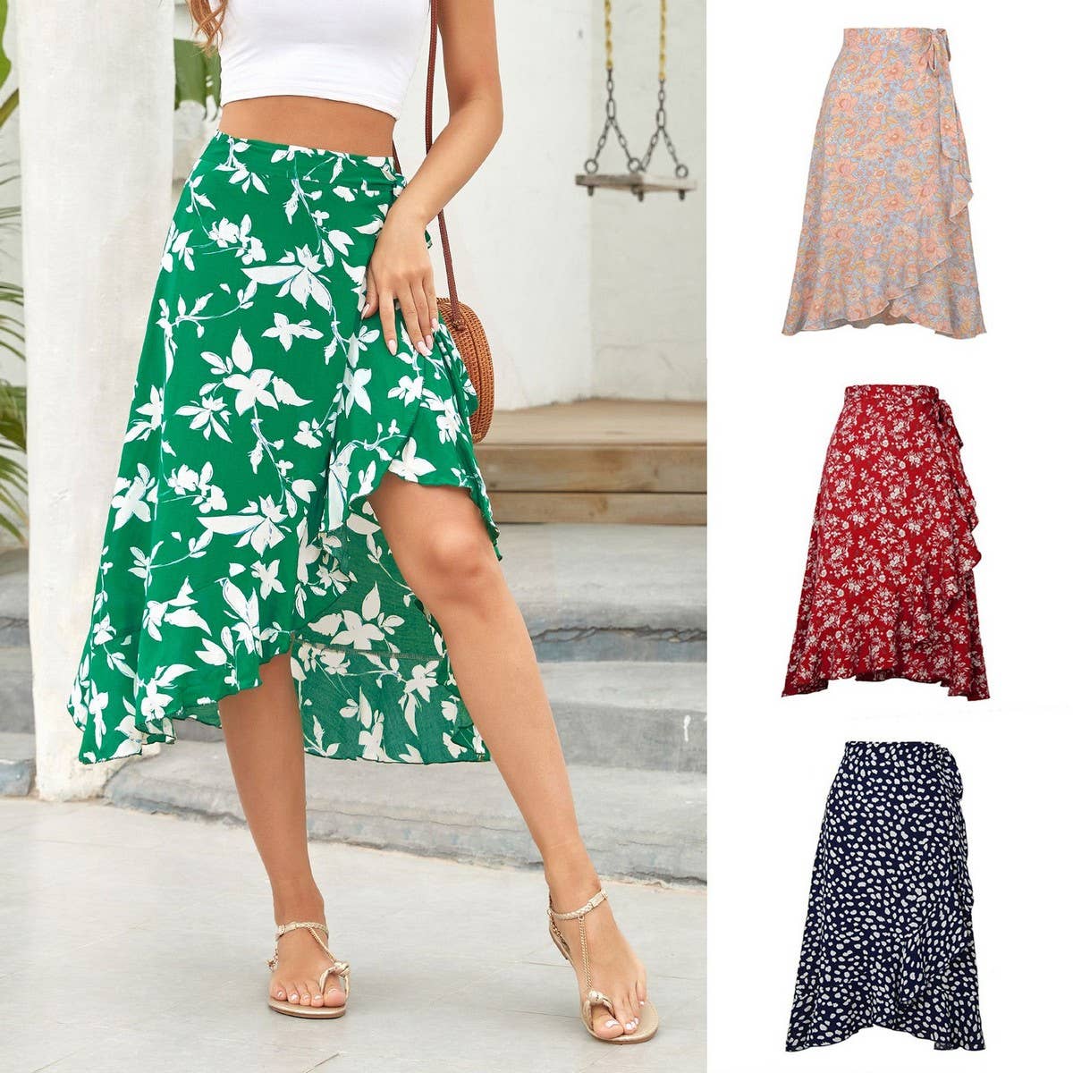 ONE-PIECE PRINTED LONG SKIRT IRREGULAR CASUAL SKIRT_CWAB4813