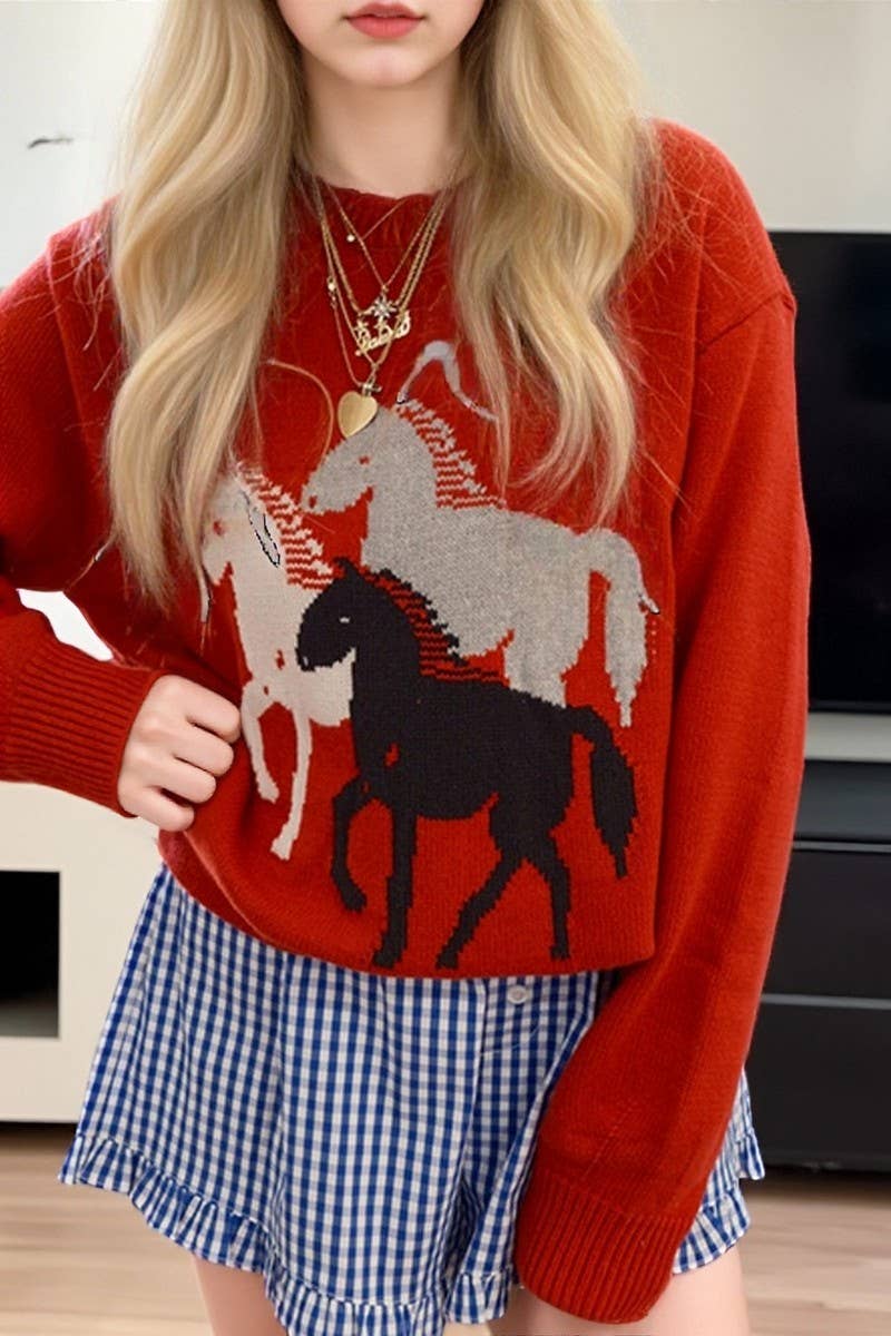 CWOSWL07757_2025 ANIMAL JACQUARD LOOSE PULLOVER SWEATER