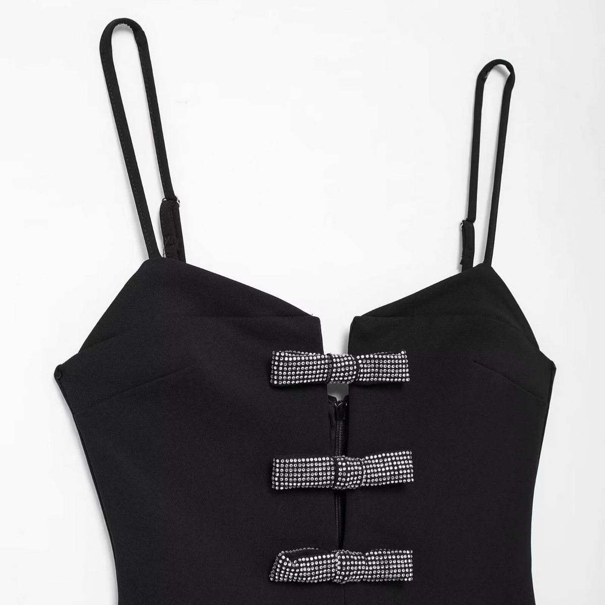 French Style Shiny Bow Mini Dress - Chic Look