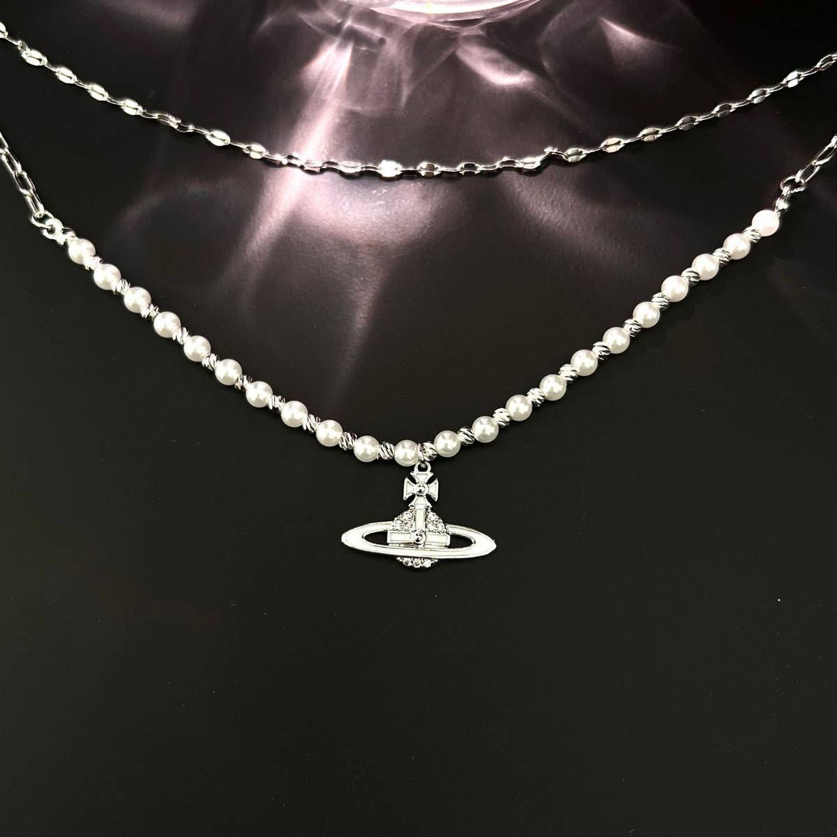 STYLISH PEARL PLANET NECKLACE_CWAJE1268