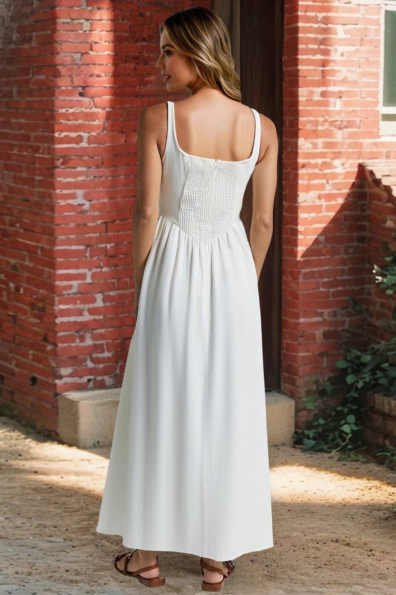 CWDMD6194_SOLID SLEEVELESS WAIST-CINCHING MAXI DRESS