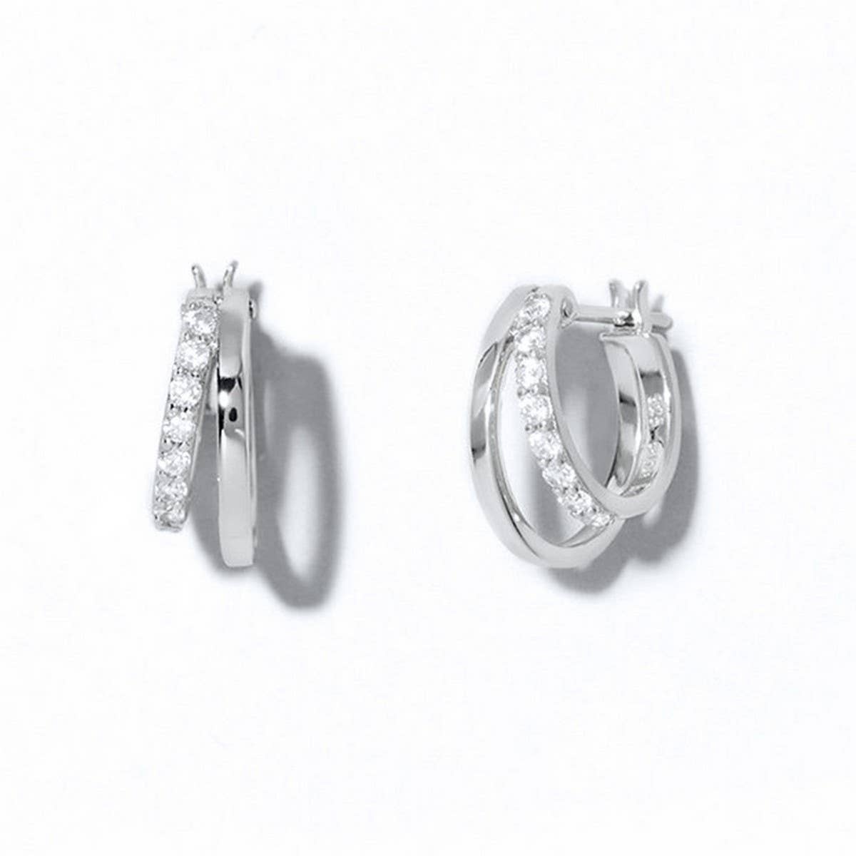 HOLLOW MODERN WOMEN DOUBLE HOOP EARRINGS