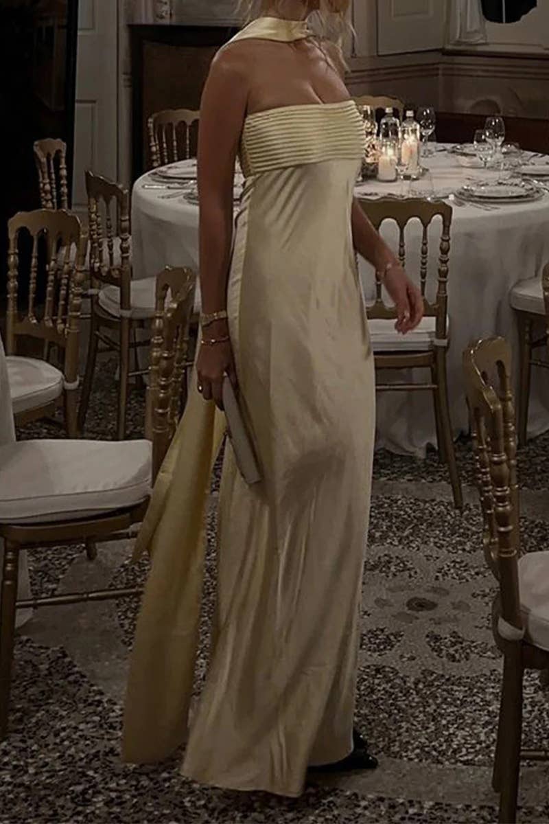 CWDMD5506_SUMMER TEMPERAMENT LIGHT MATURE TUBE TOP DRESS