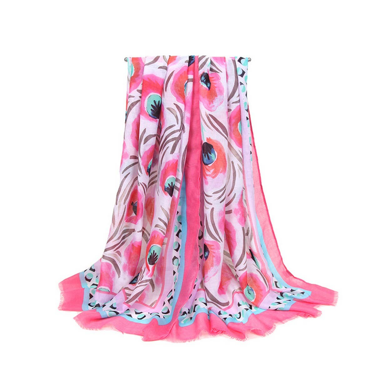 Floral Print Satin Scarf ? Spring Beach Wrap