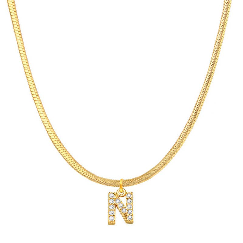 Titanium steel snake bone lock zircon pendant