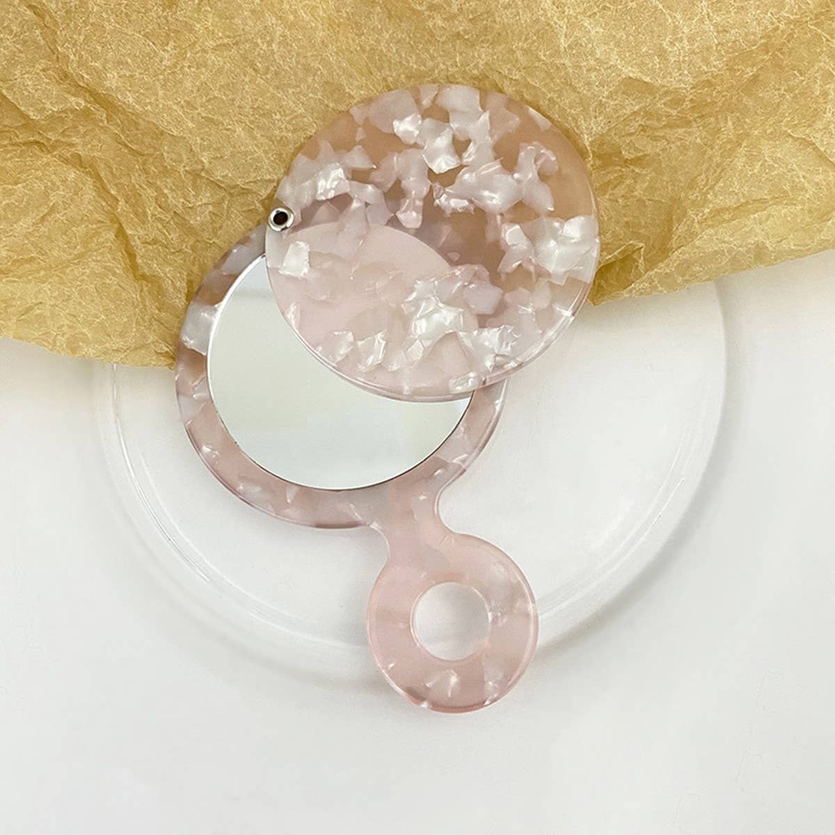 Portable Handheld Round Mirror, Cute Makeup Mirror_CWMM6387