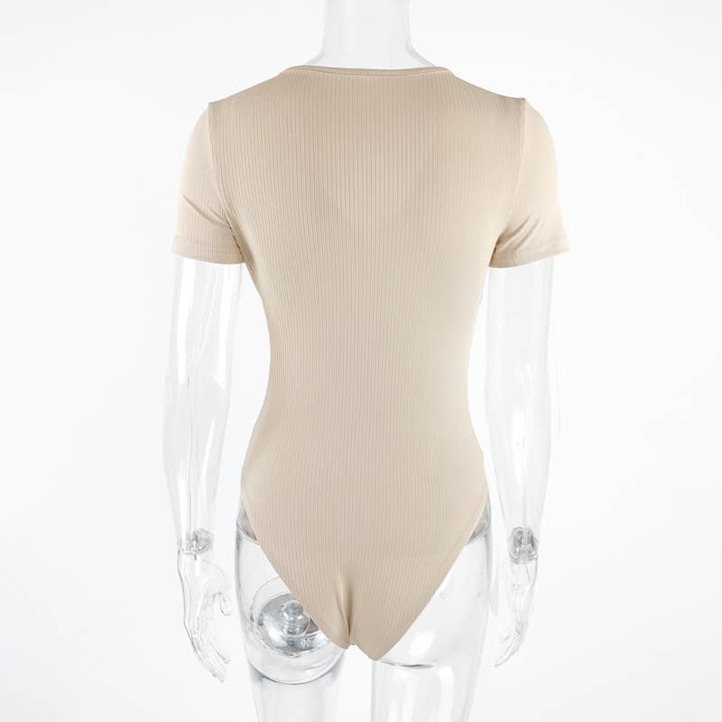 SLIM-FIT KINK SHORT SLEEVE PIT STRIP JUMPSUIT