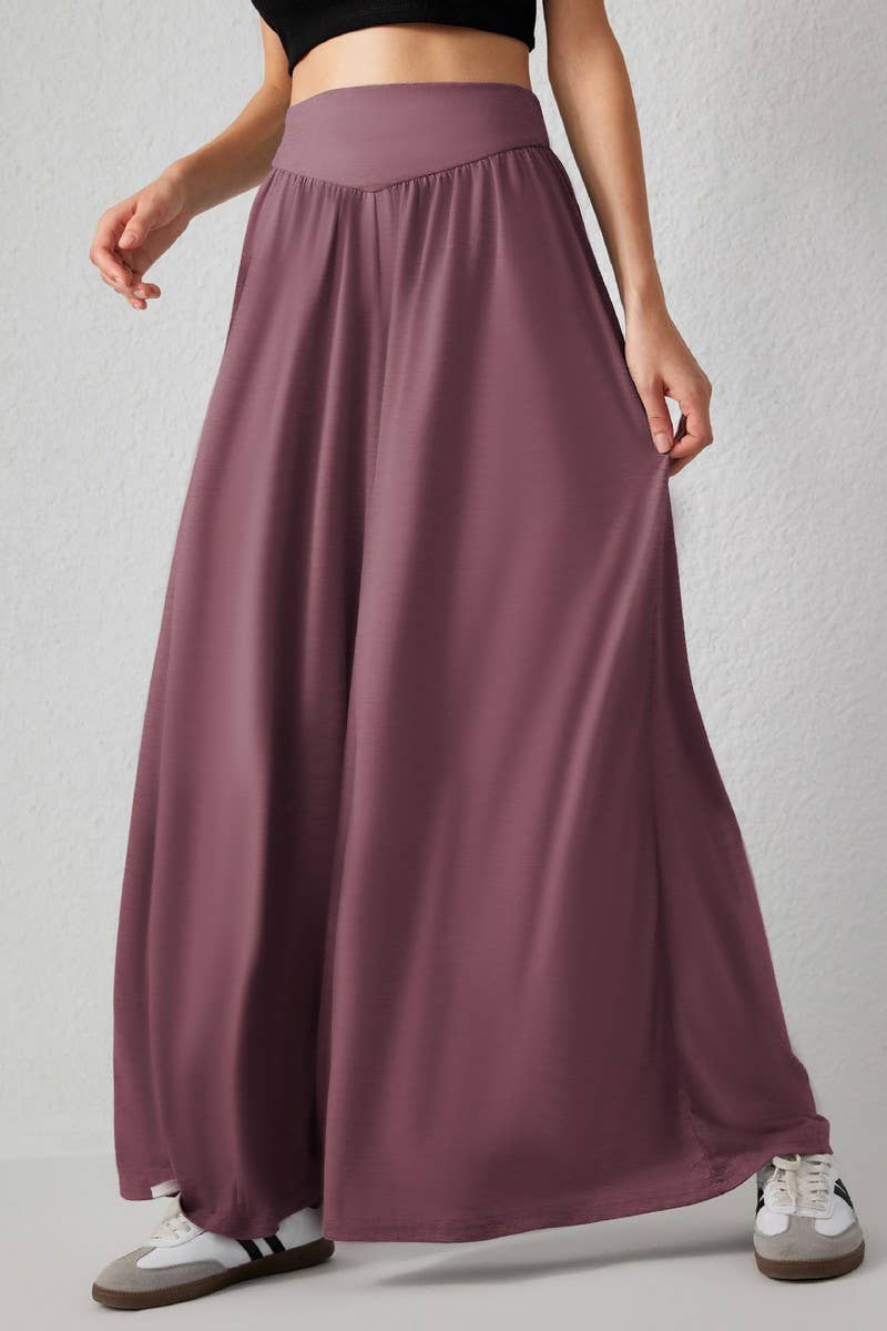 CWBLP1863_SOLID COLOR CASUAL HIGH WAIST WIDE LEG PANTS