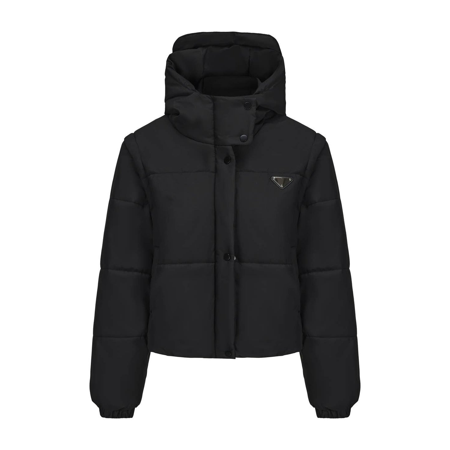 Short and thick breaded cotton-padded jacket