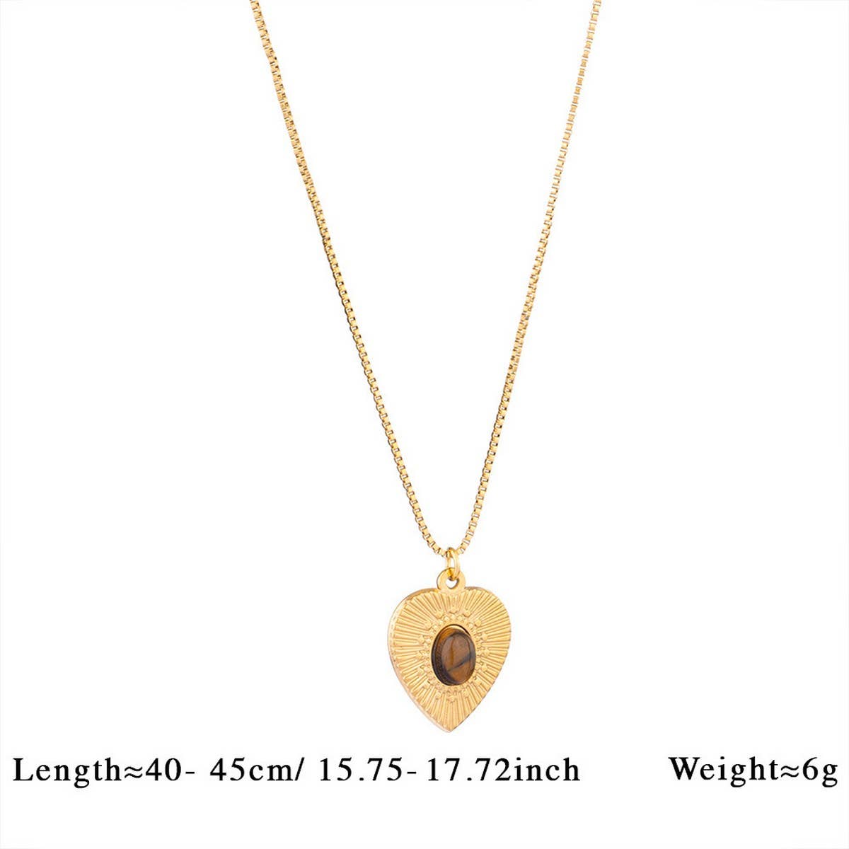 Vintage Stone Pendant Necklace Stainless Steel