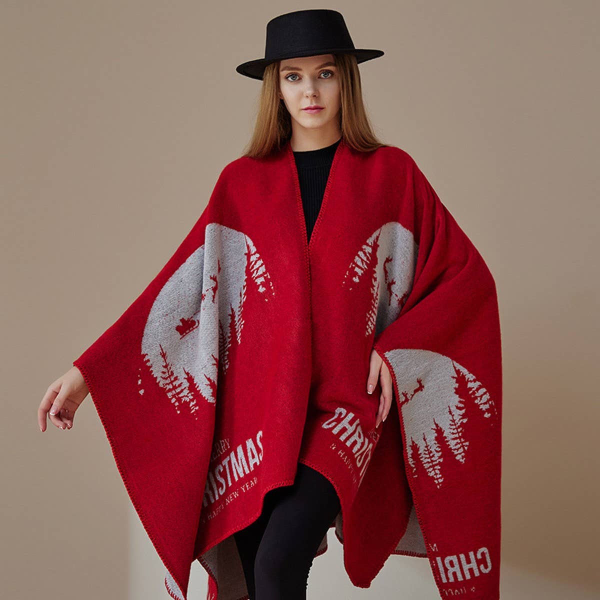 CAPE IMITATION CASHMERE SLIT THICKENED CAPE_CWASC2216