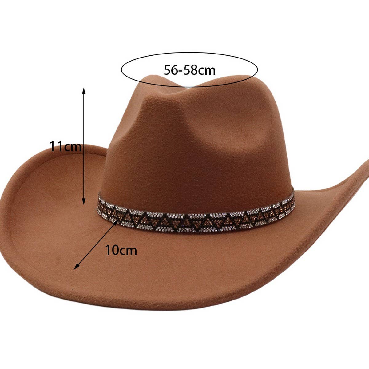 Western Ethnic  Felt Cowboy Fedora Hat_CWAH04406
