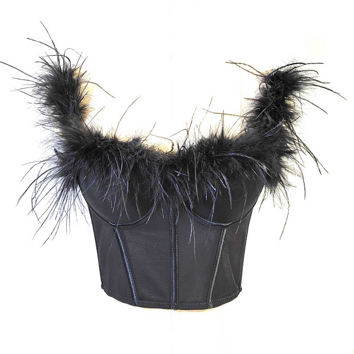 HIGH-END OSTRICH FEATHER FISHBONE TUBE TOP
