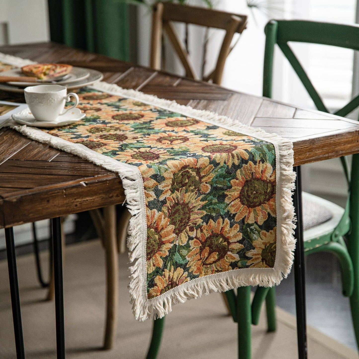 TASSEL DETAILED MULTI PATTERN TABLE RUNNER