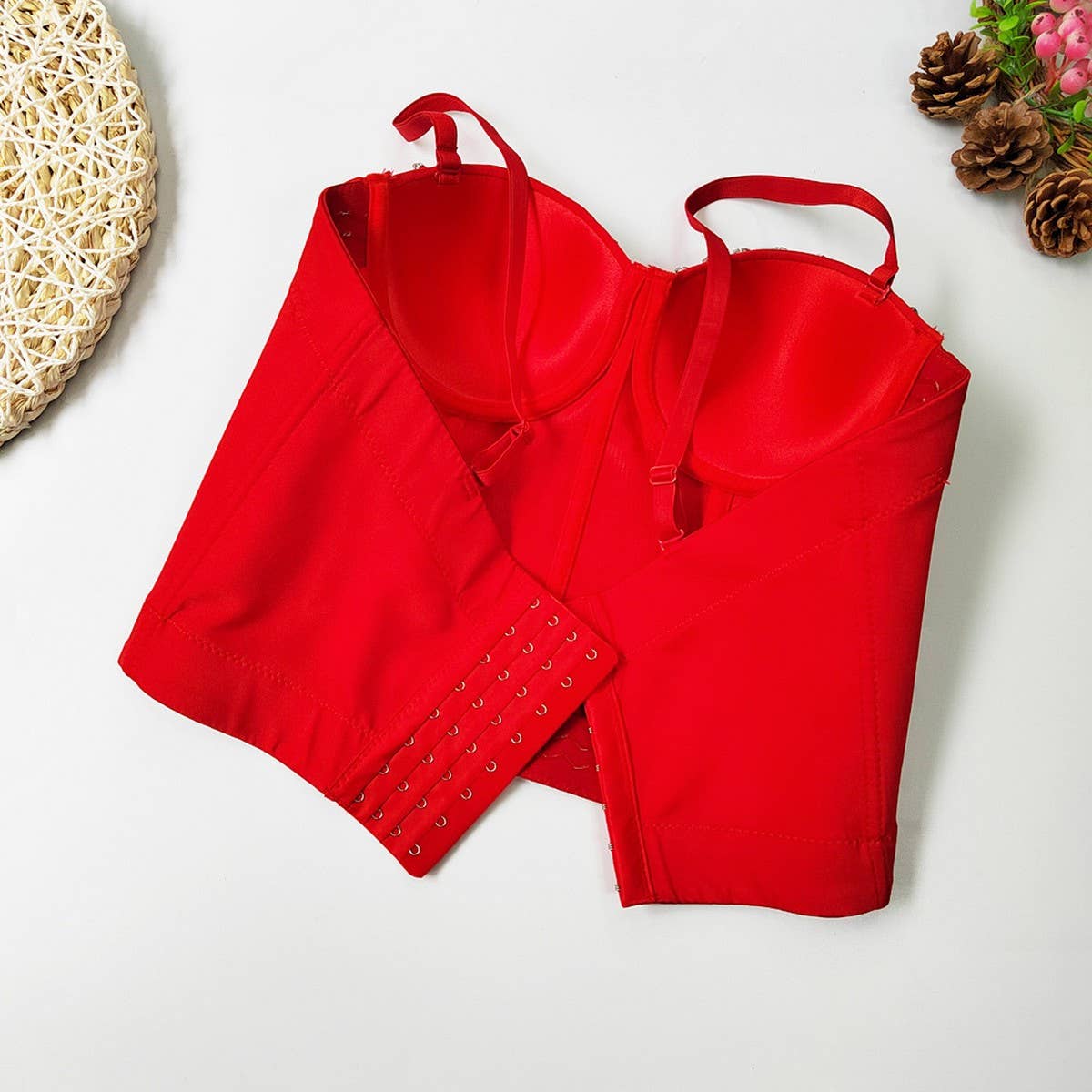 WAIST BRA WITH RHINESTONES HERRINGBONE BRA