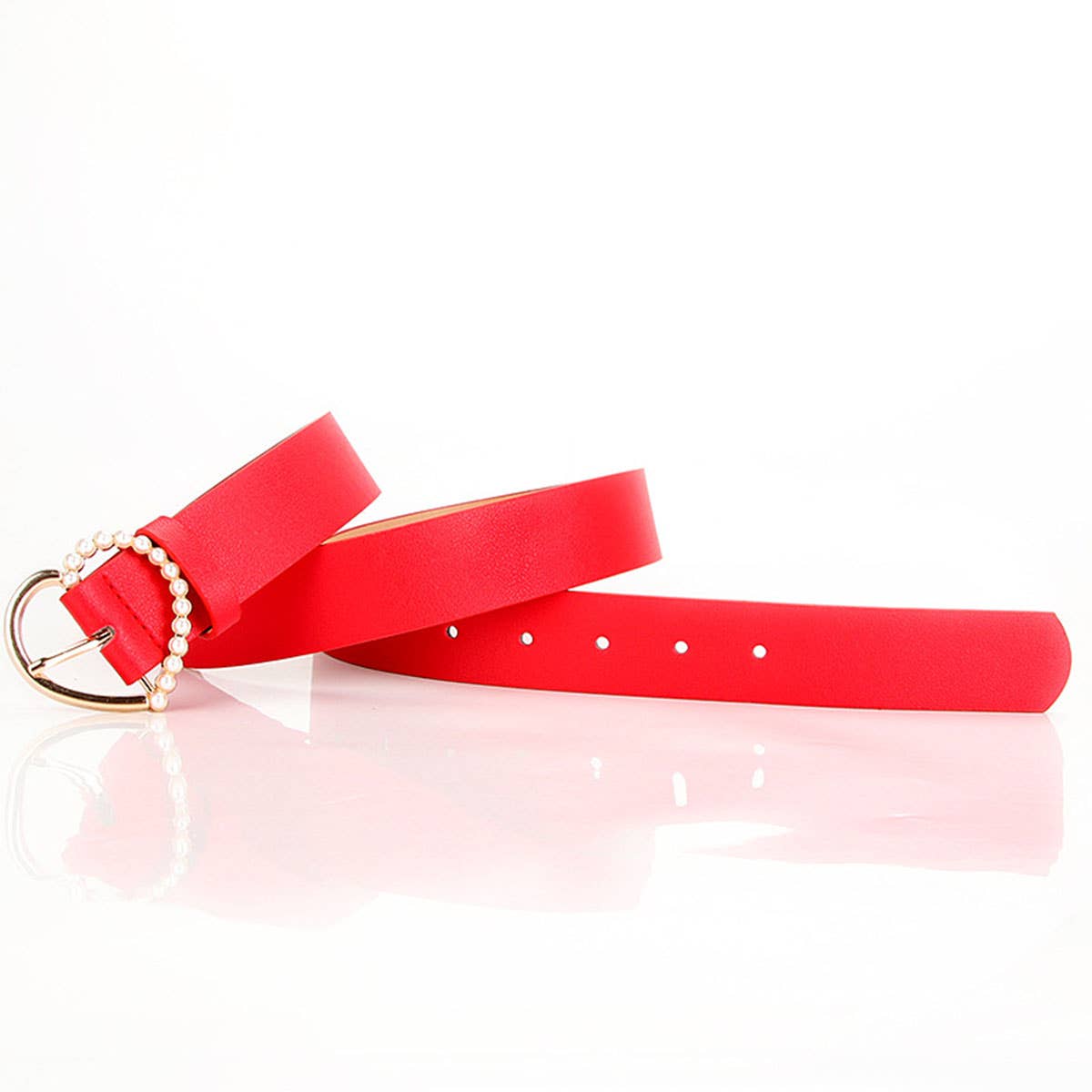 Elegant heart-shaped pearl needle-buckle belt