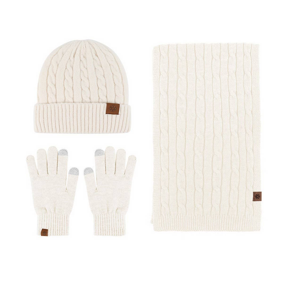 NEW KNITTED HAT, SCARF AND GLOVES THREE-PIECE SET