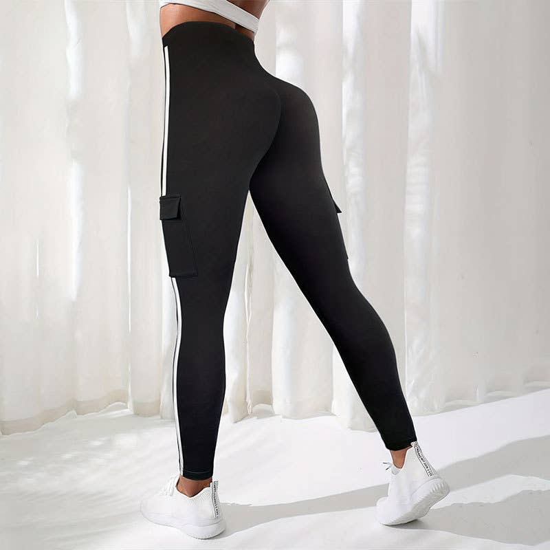 Knit ribbon color contrast sweatpants pants