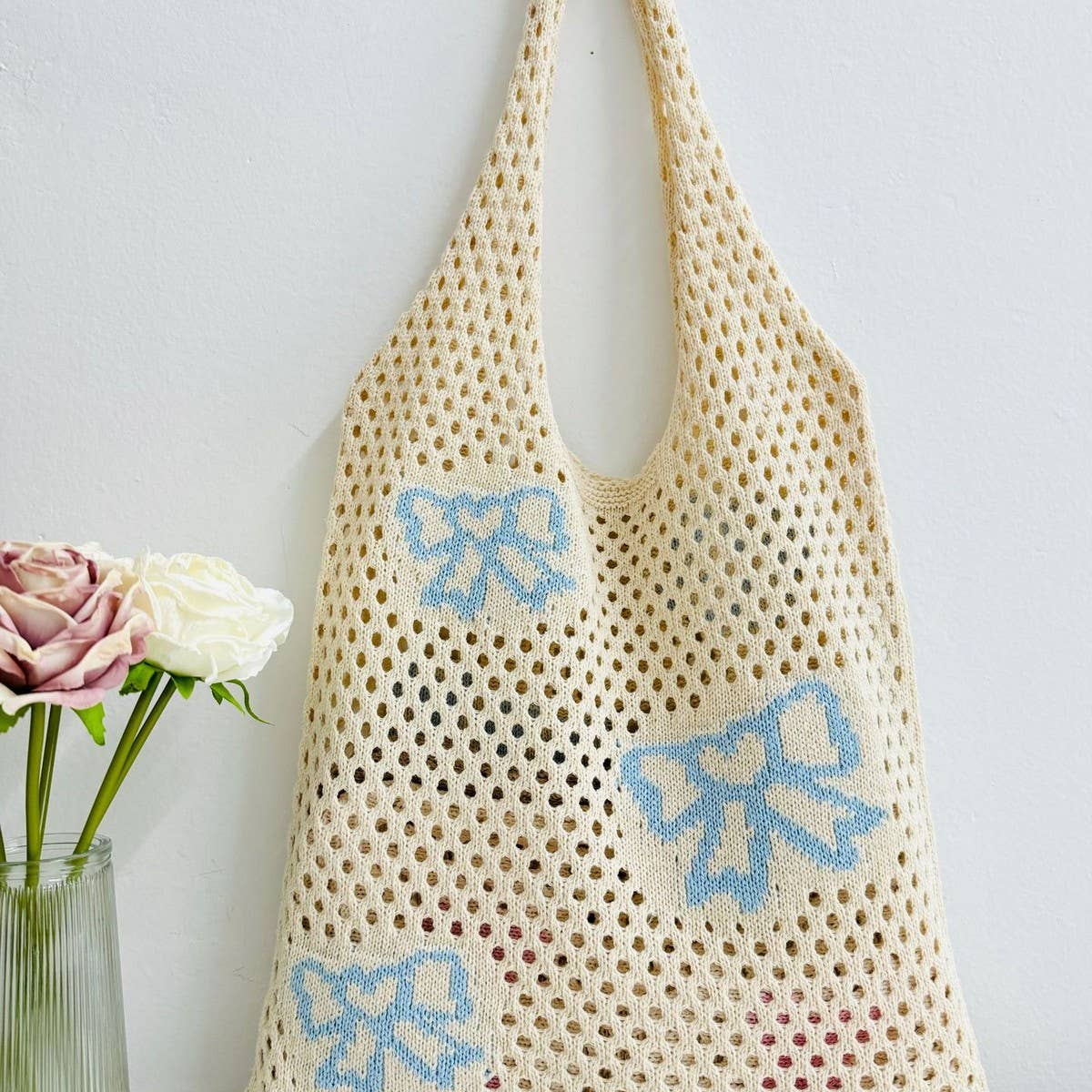 CWAB4580_BOW KNITTED WOVEN BEACH SHOULDER BAG