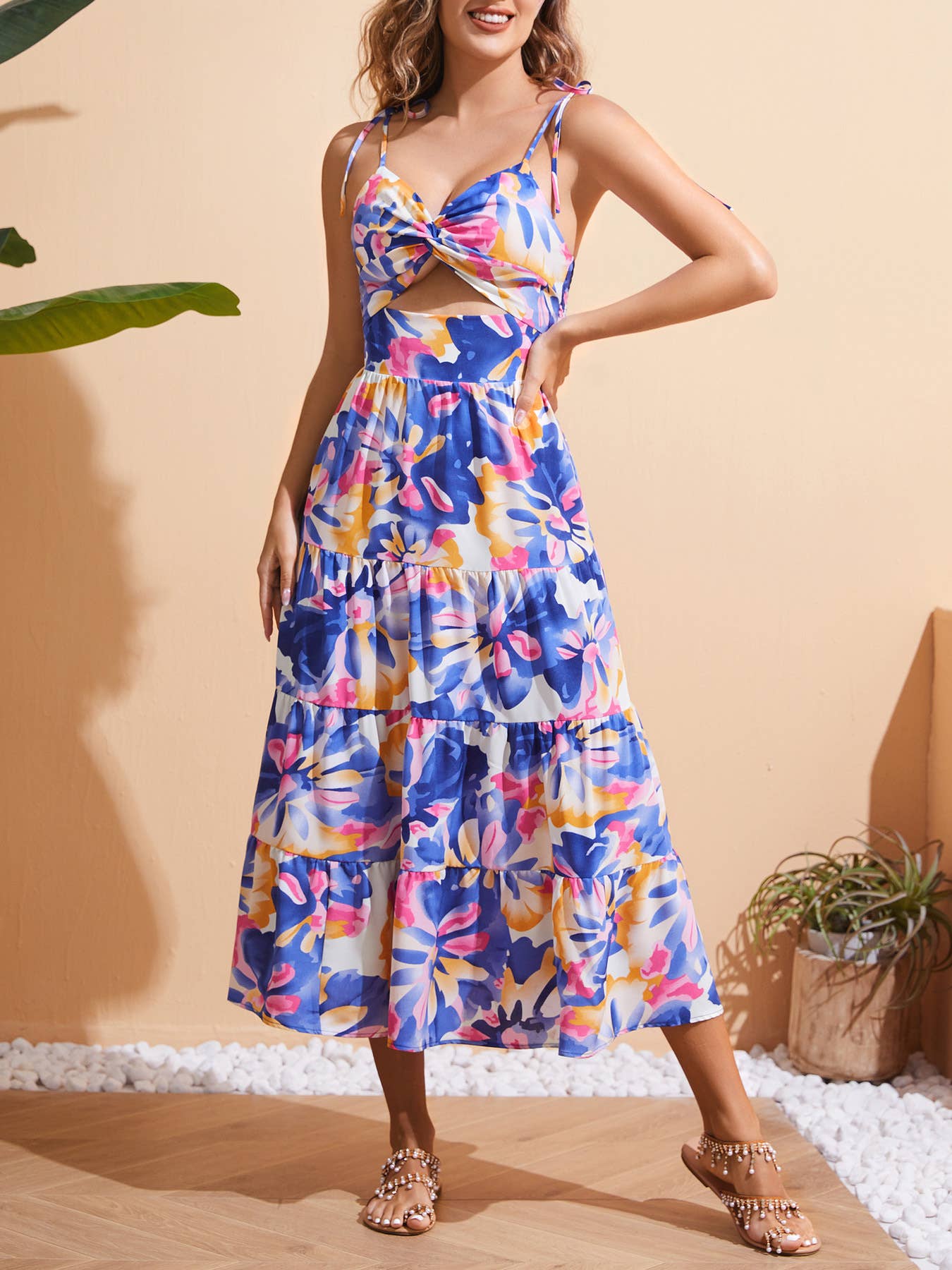 HOLIDAY-CHIC CAMISOLE PRINT DRESS