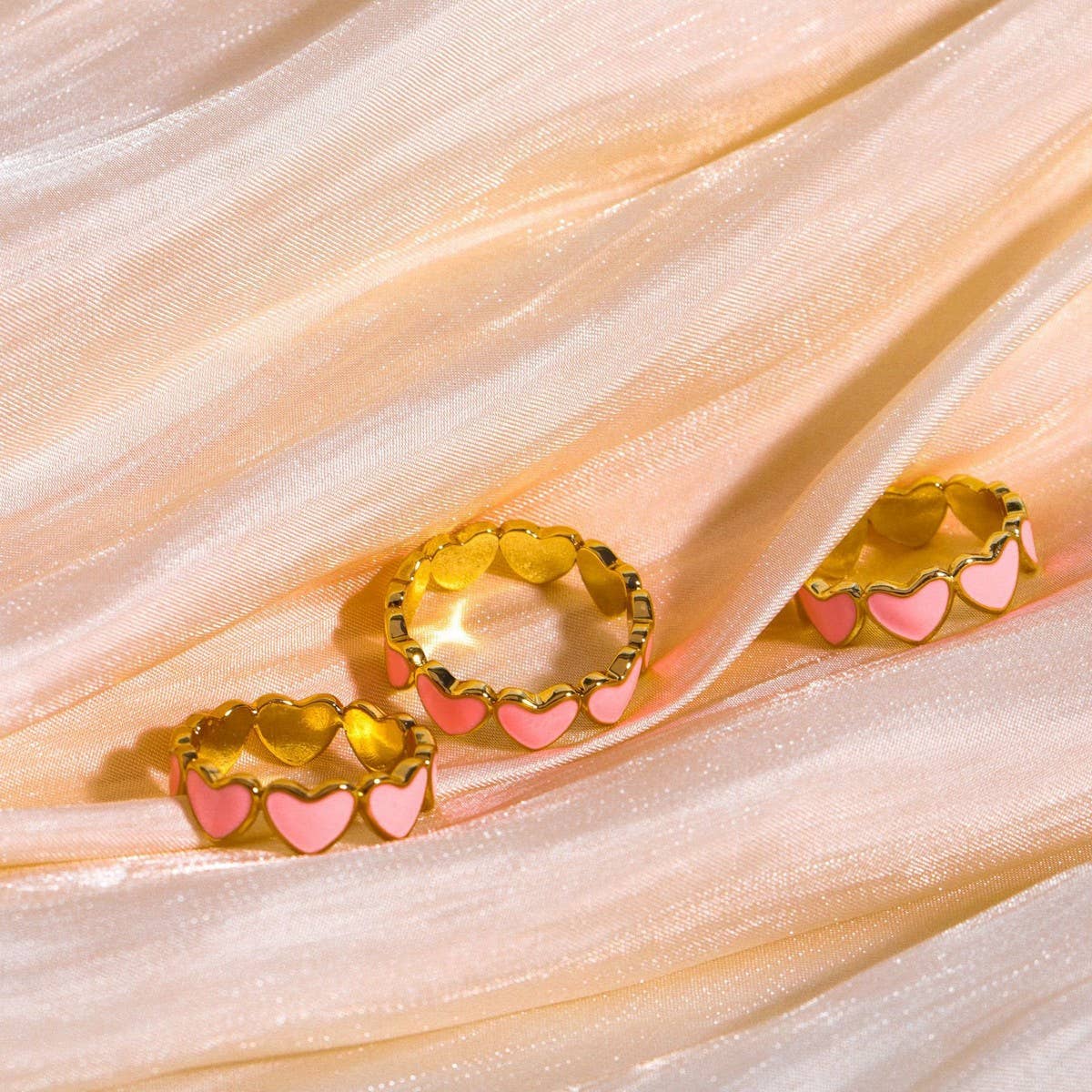 Pink oil drop heart fresh and sweet ring_CWMM5526