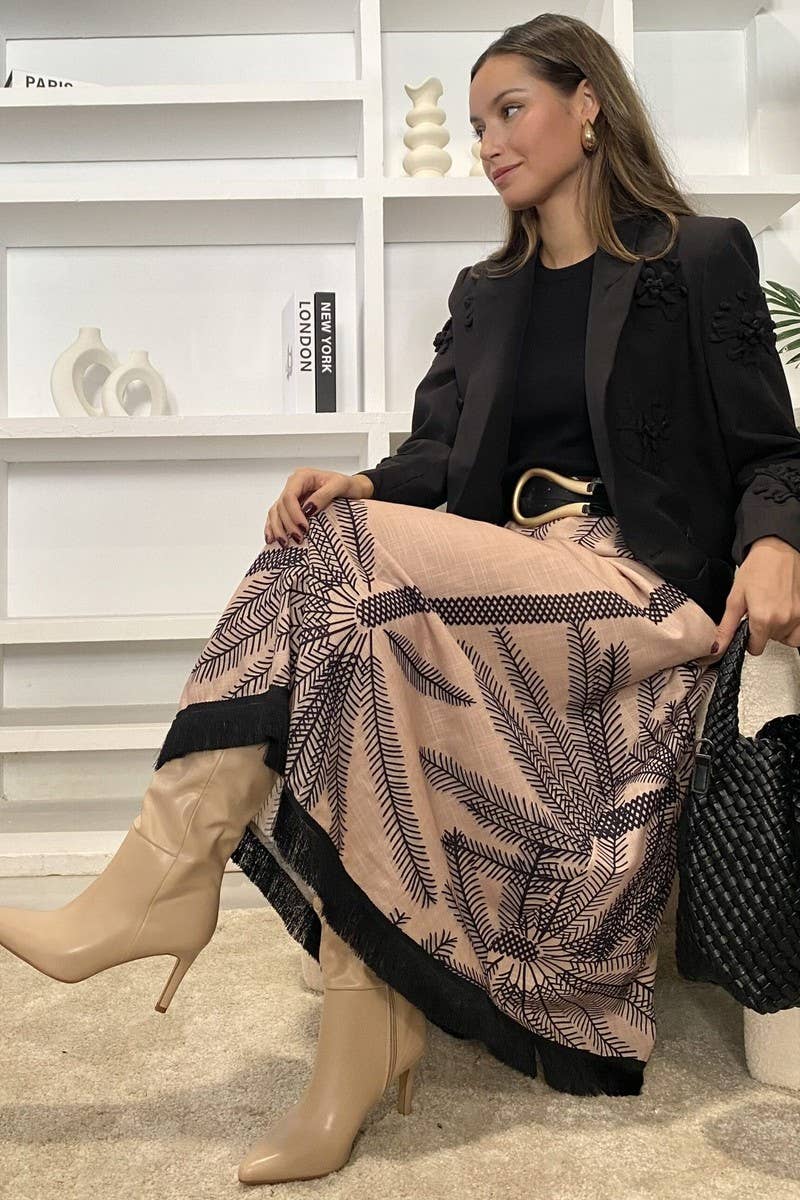 CWBLS0621_SPRING AND SUMMER TEMPERAMENT A-LINE TASSEL SKIRT