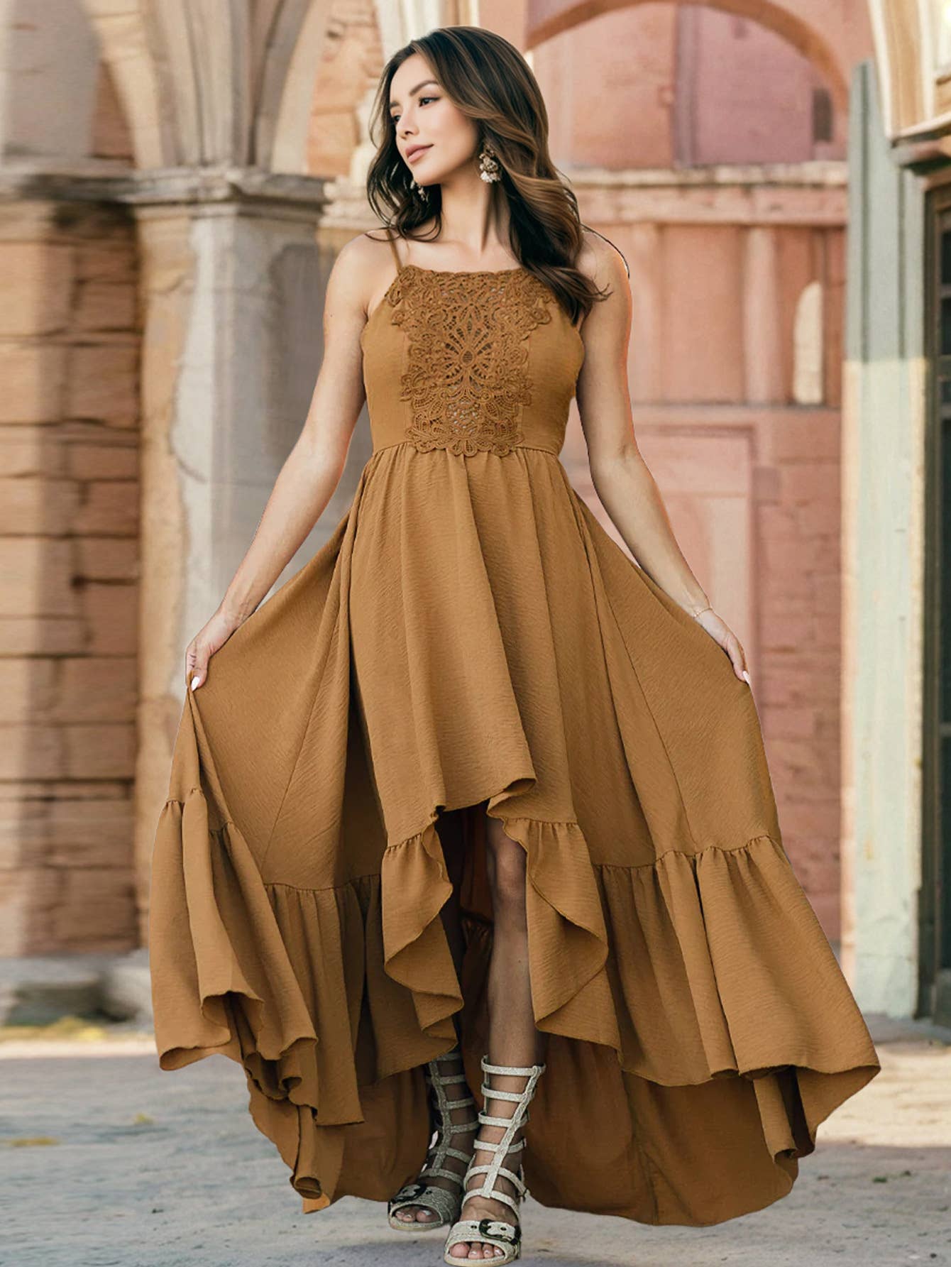 Slim Fit Lace Sexy Asymmetric A-Line Slip Dress