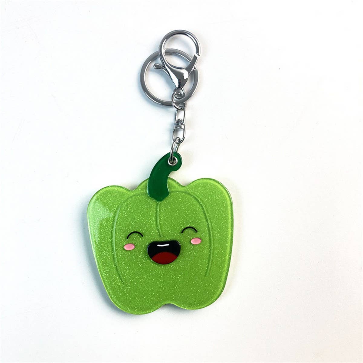 Cute Green Pepper Makeup Mirror Keychain Acrylic