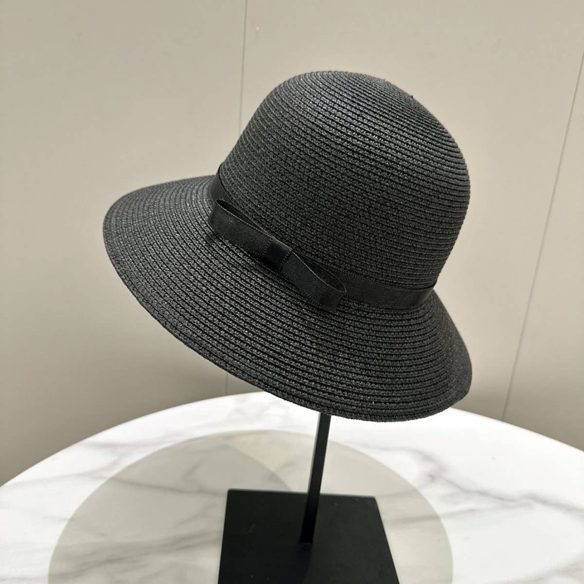 Summer exquisite bow round straw hat_CWAH3500