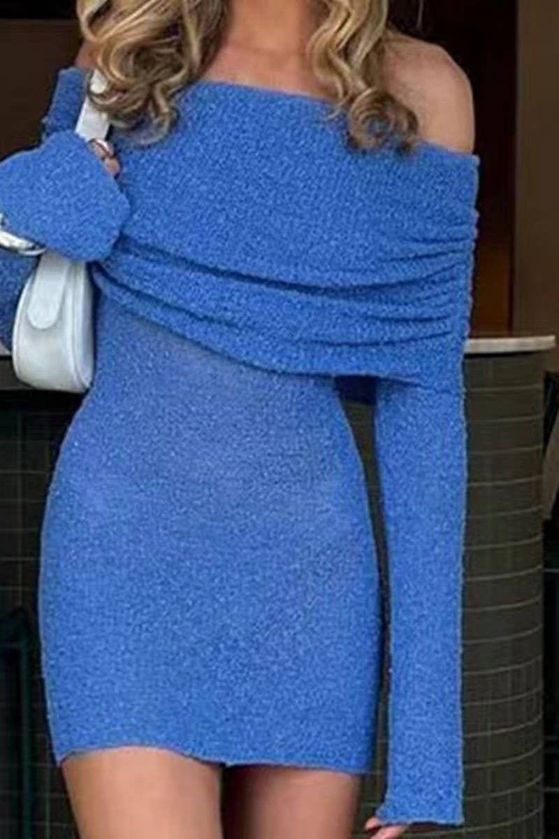 CWDSD7812_SHEER LONG SLEEVE ONE SHOULDER SHORT DRESS