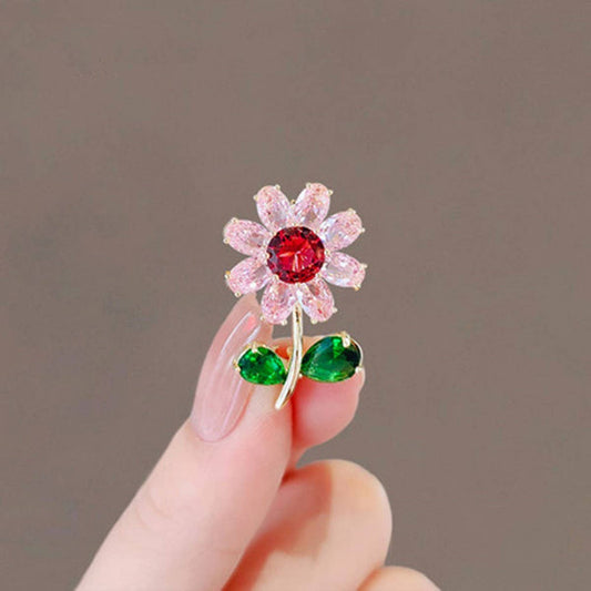 CWAJE2575_SUNFLOWER DIAMOND ANTI-EXPOSURE PIN BROOCH