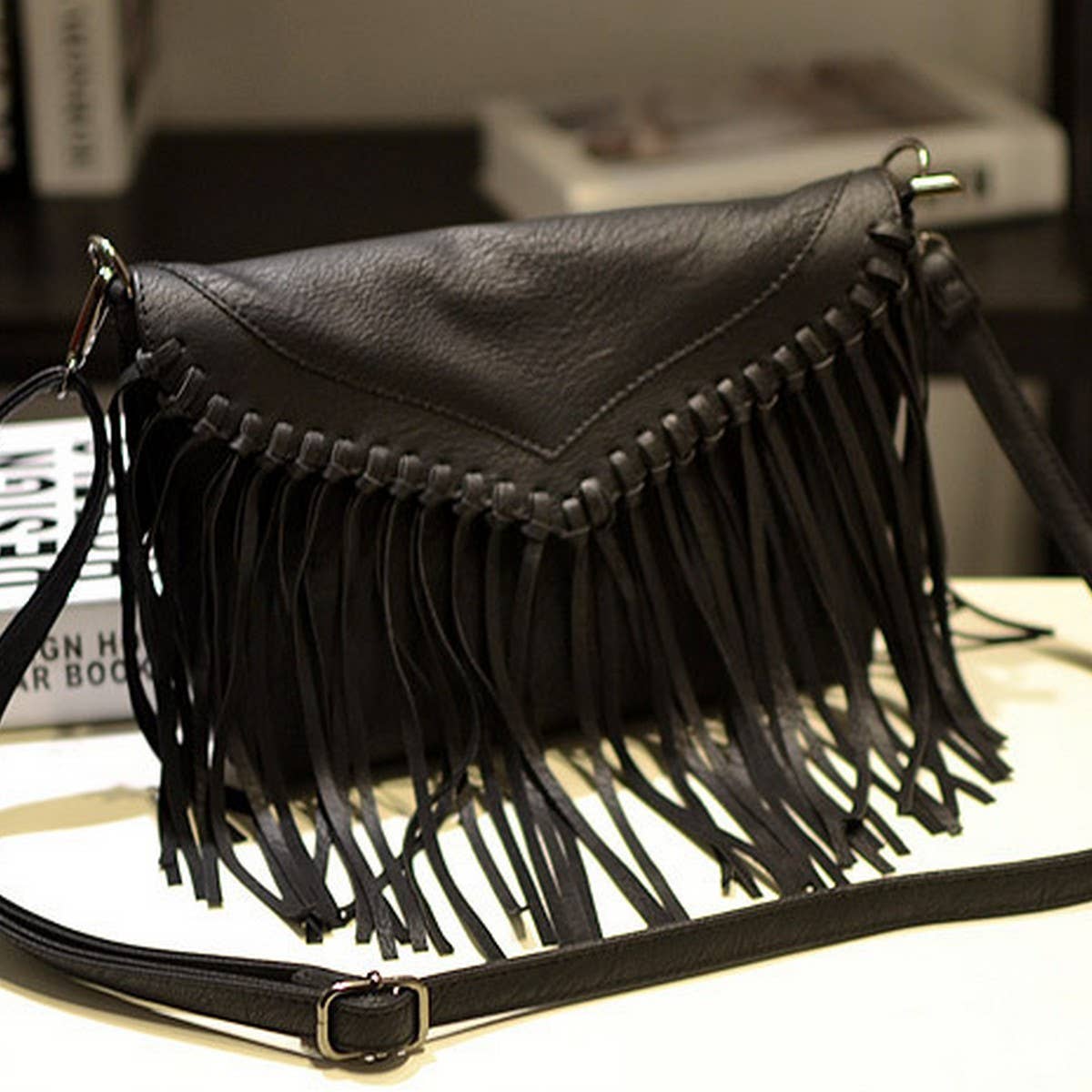 CWAB4564_HA HEE ENVELOPE TASSEL SHOULDER CROSSBODY BAG