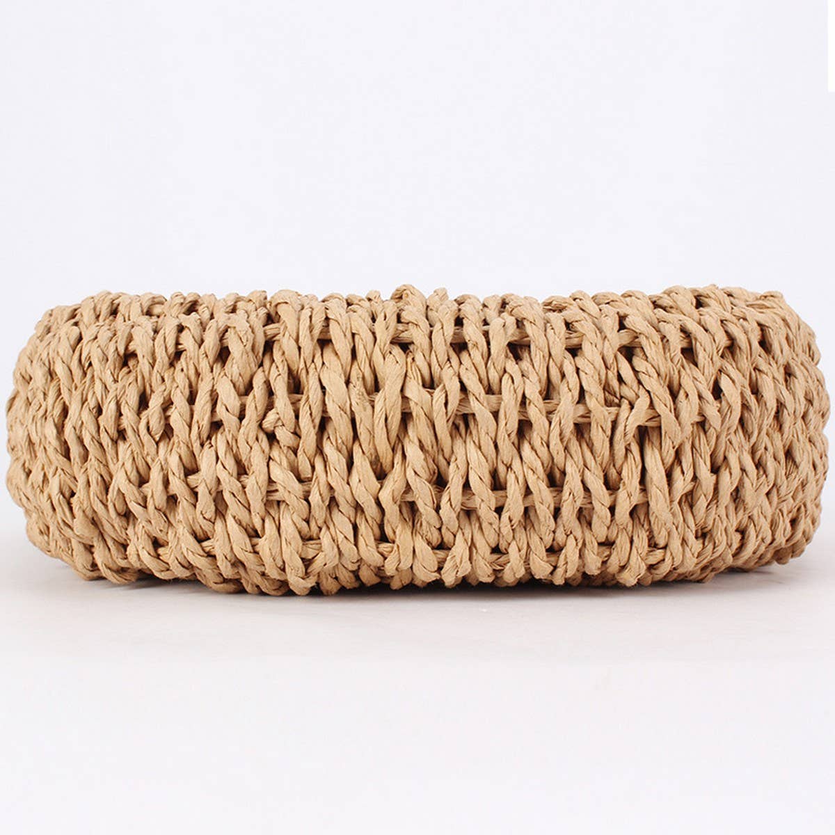SEMI-CIRCULAR HANDMADE PAPER ROPE STRAW BAG_CWAB4701
