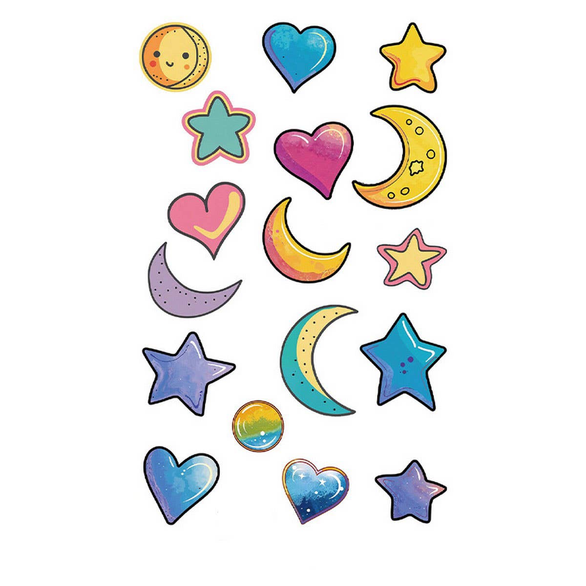 Whimsical Face Stickers ? Fruit & Galaxy Tattoos