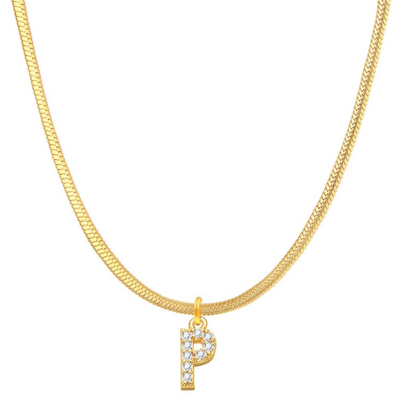 Titanium steel snake bone lock zircon pendant