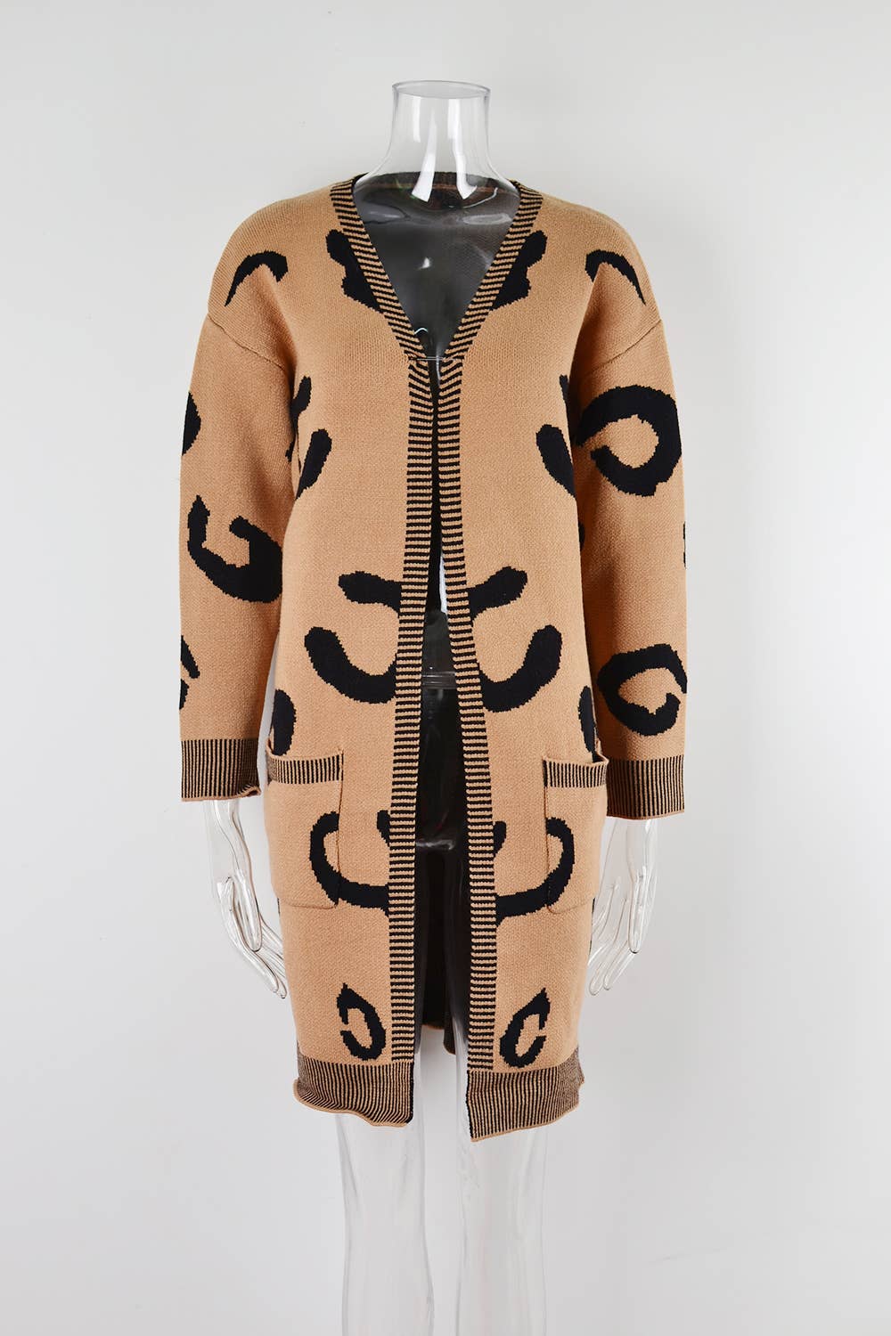 LEOPARD PRINT SWEATER LONG CARDIGAN FASHION COAT
