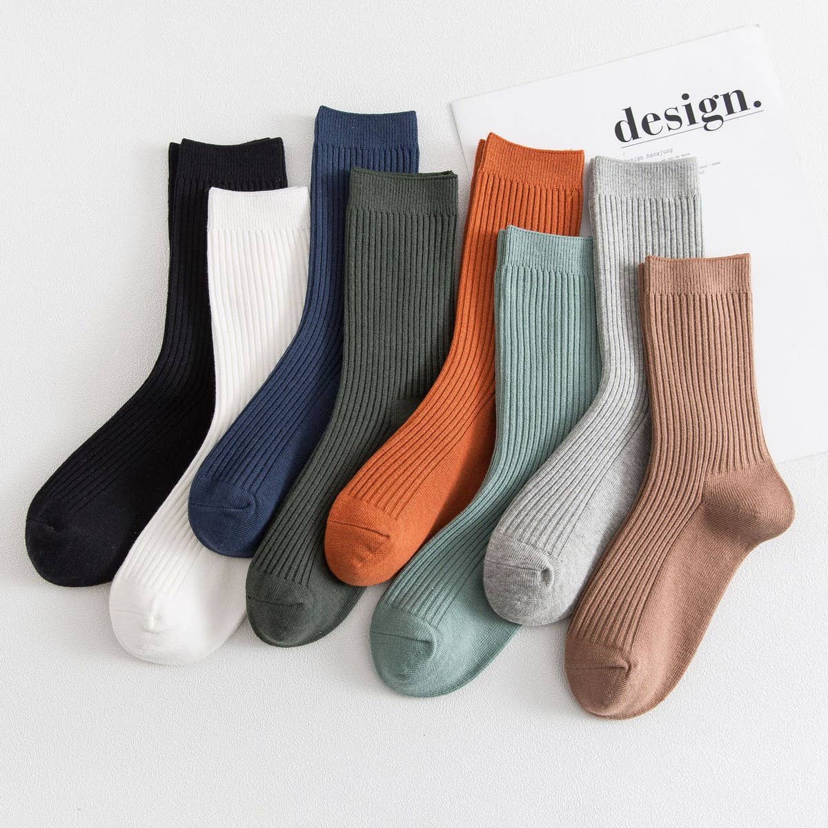 NEW ALL-MATCH DOUBLE-NEEDLE MID-CALF SOCKS