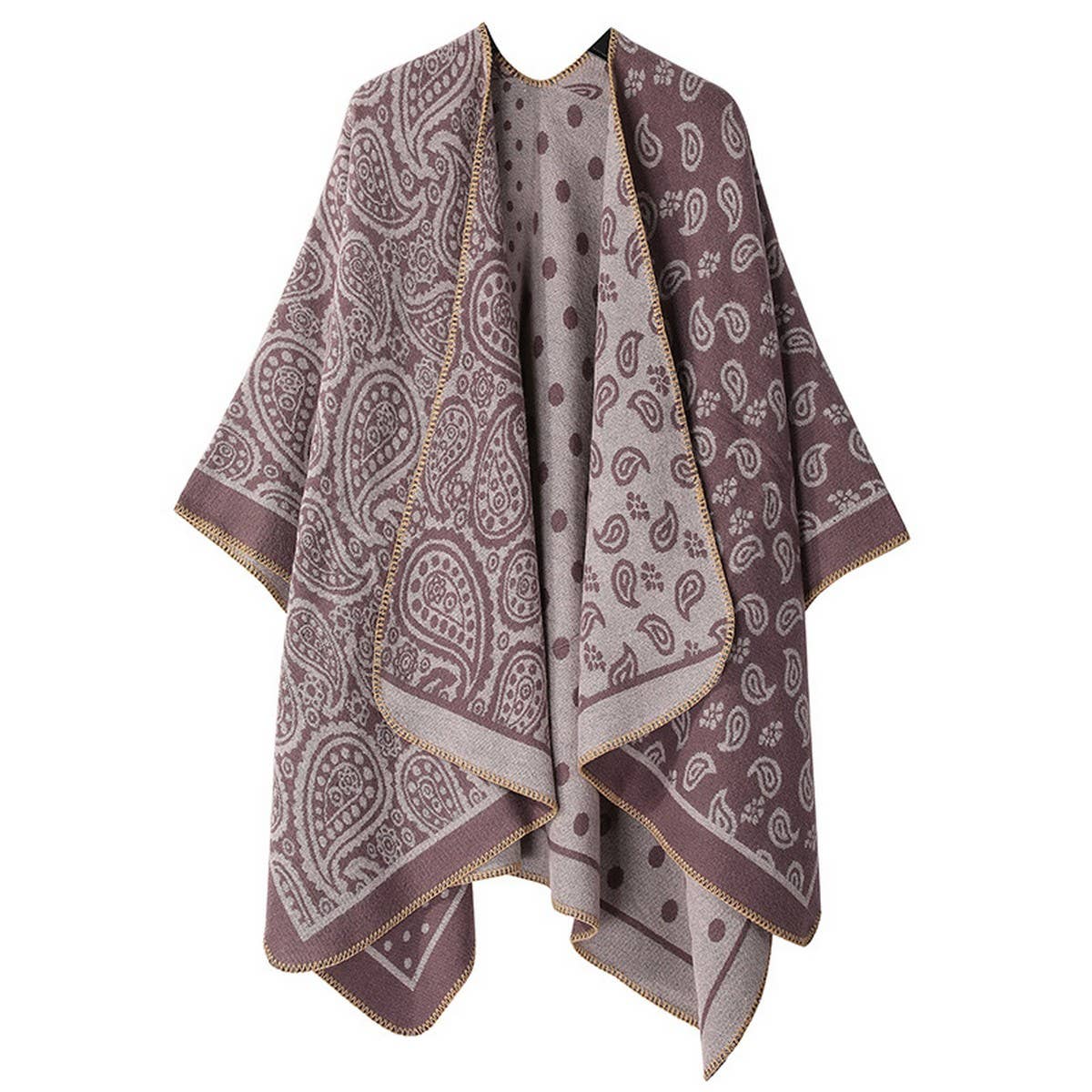 DOUBLE-SIDED SLIT SHAWL COLORBLOCK SCARF CAPE