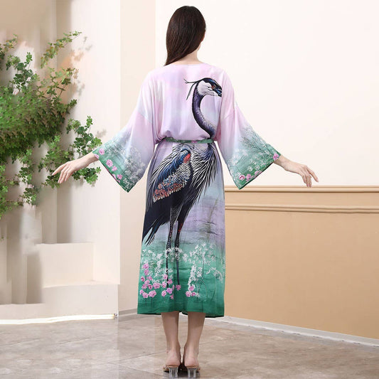 Peacock Floral Print Beach Cover-Up for Bikini_CWMM6304