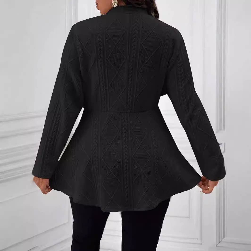 JACQUARD TEXTURED SINGLE BUTTON LONG SLEEVE SUIT
