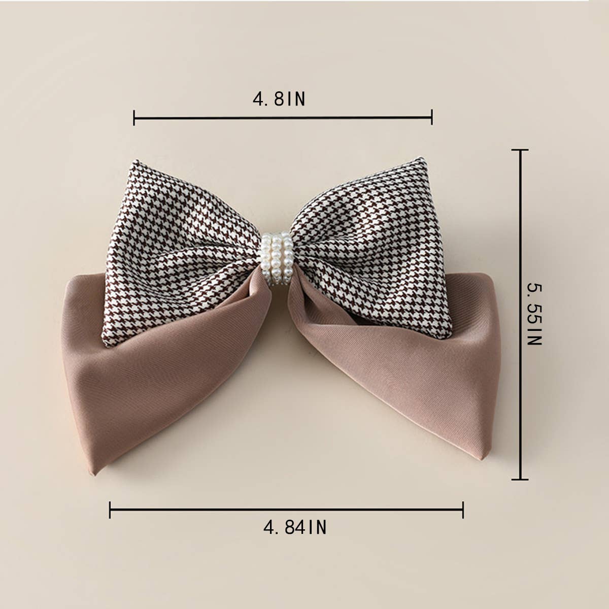 HOUNDSTOOTH FASHION BIG BOW HAIRPIN