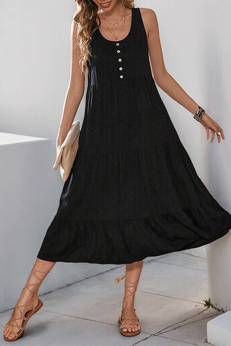 CWDMD5279_SOLID LOOSE FIT SLEEVELESS TANK DRESS