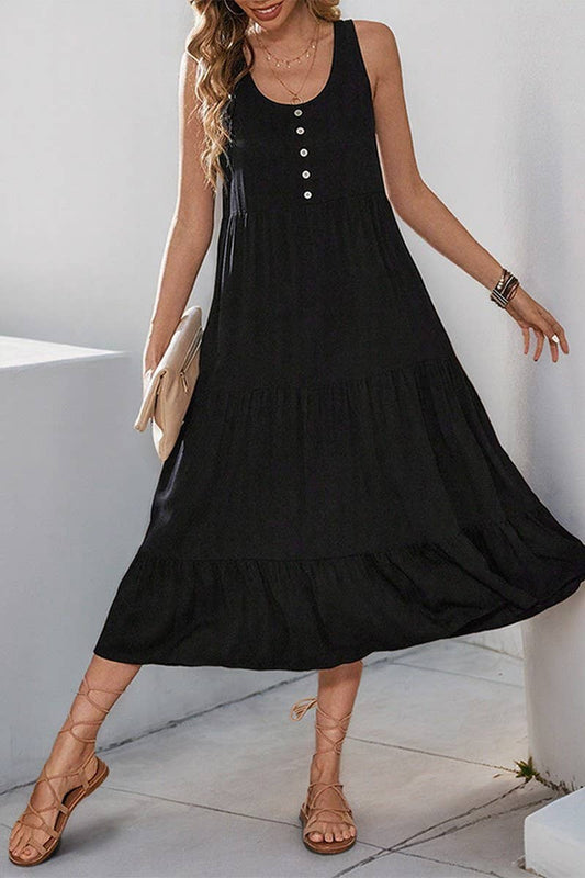 CWDMD5279_SOLID LOOSE FIT SLEEVELESS TANK DRESS