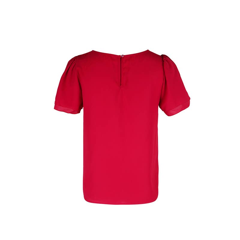 SOLID COLOR SHIRT WITH SHORT SLEEVE CREW-NECK