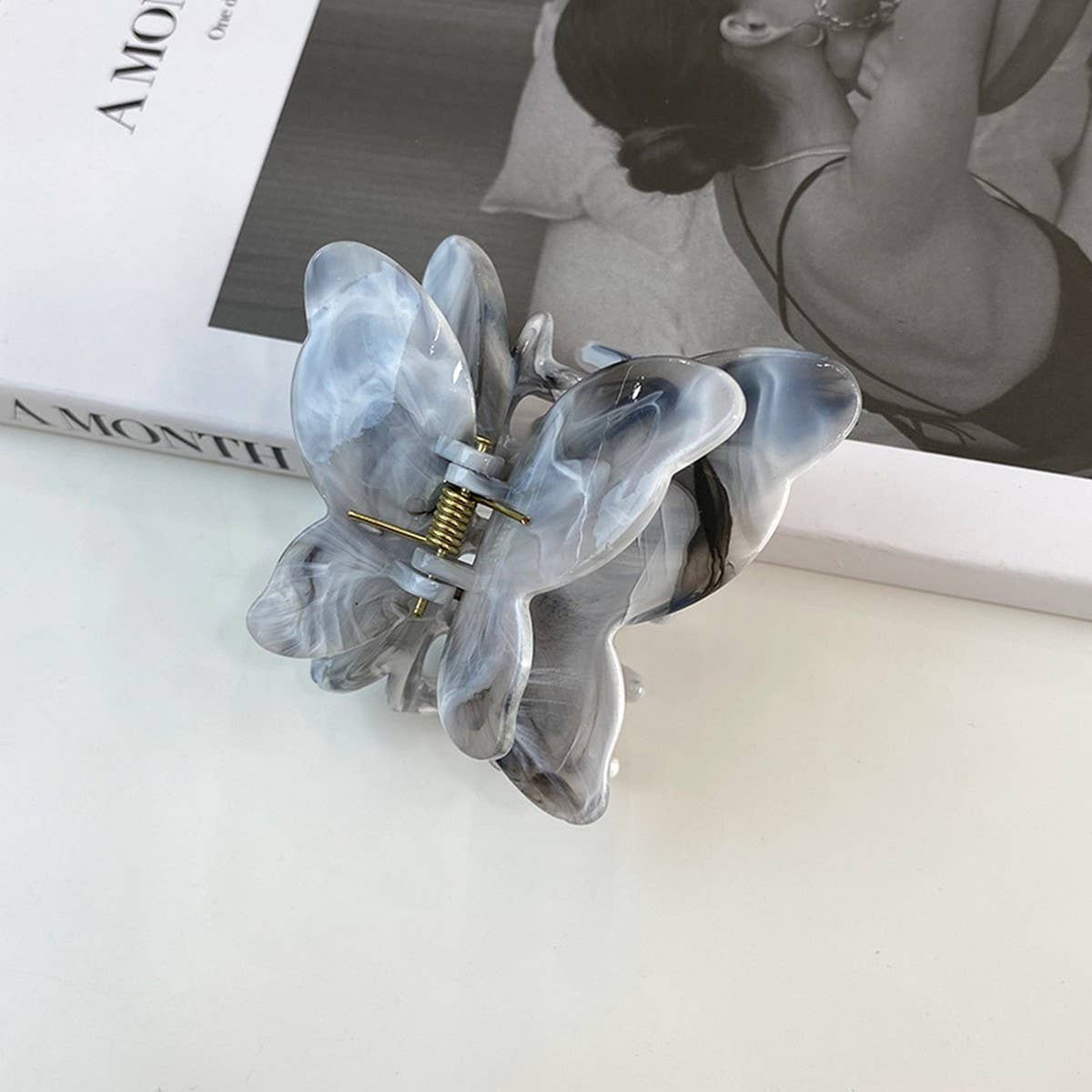 Ink Butterfly Claw Clip Elegant Hair Accessory