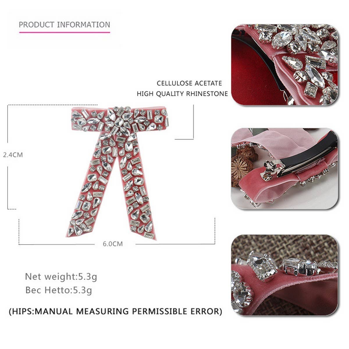 DIAMOND BOW HAIR ACCESSORY TOP CLIP PONYTAIL CLIP